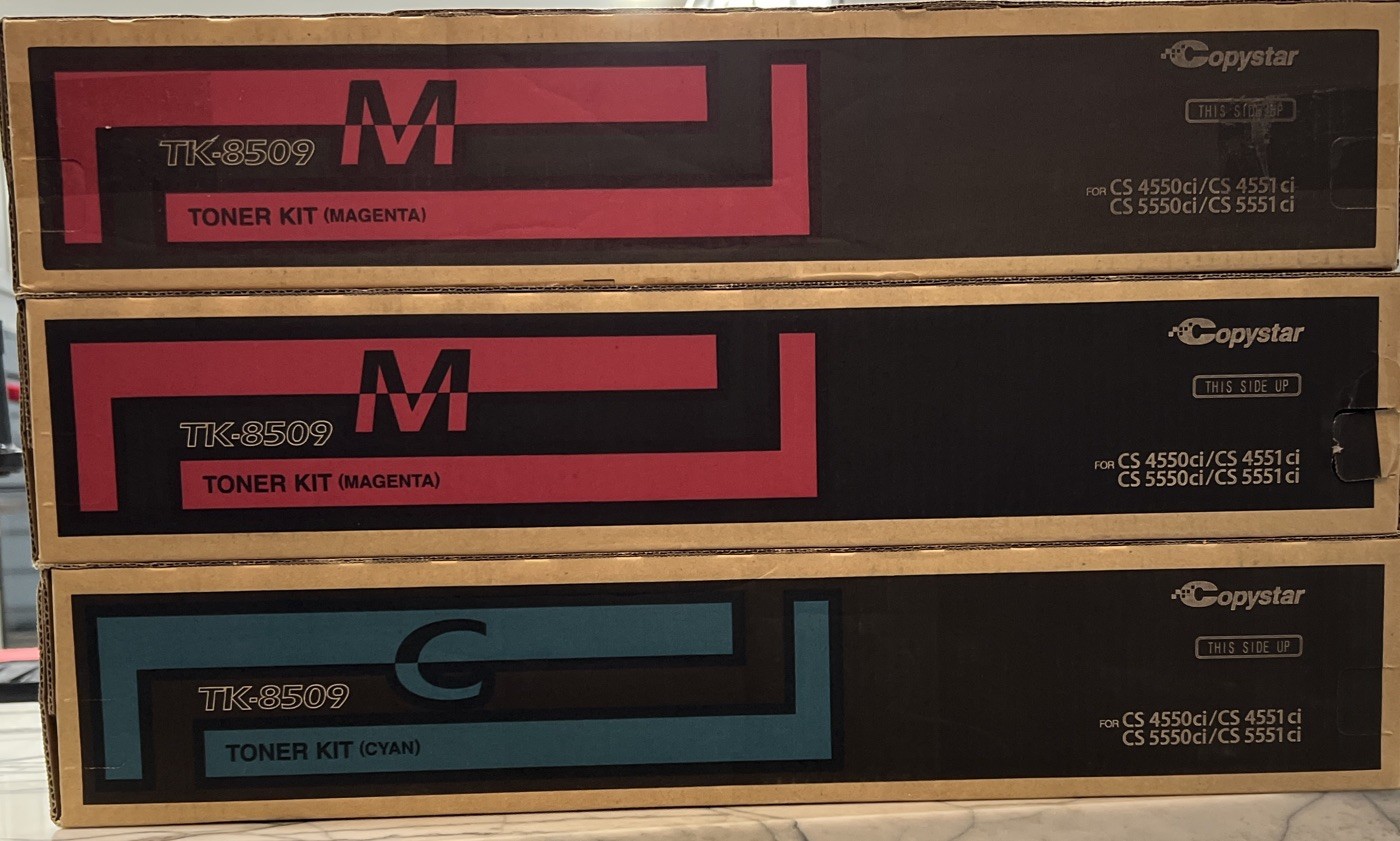 COPYSTAR TK-8509 GENUINE LOT OF 3 (2-M ,1-C)