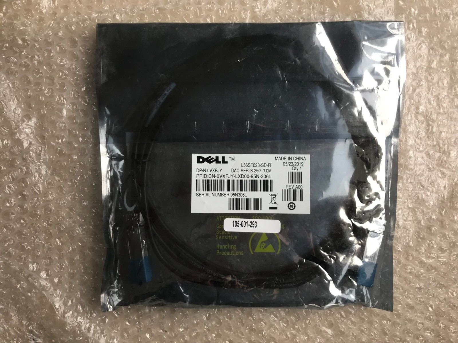 Dell DAC-SFP28 - 25G -3.0M Cable - DP/N 0VXFJY