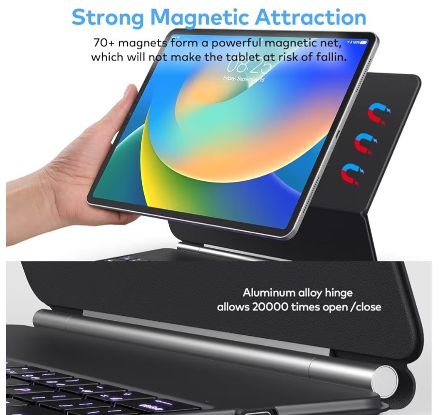 runelk Magnetic Keyboard Case for iPad Air/Pro 11-in, Backlit, Trackpad