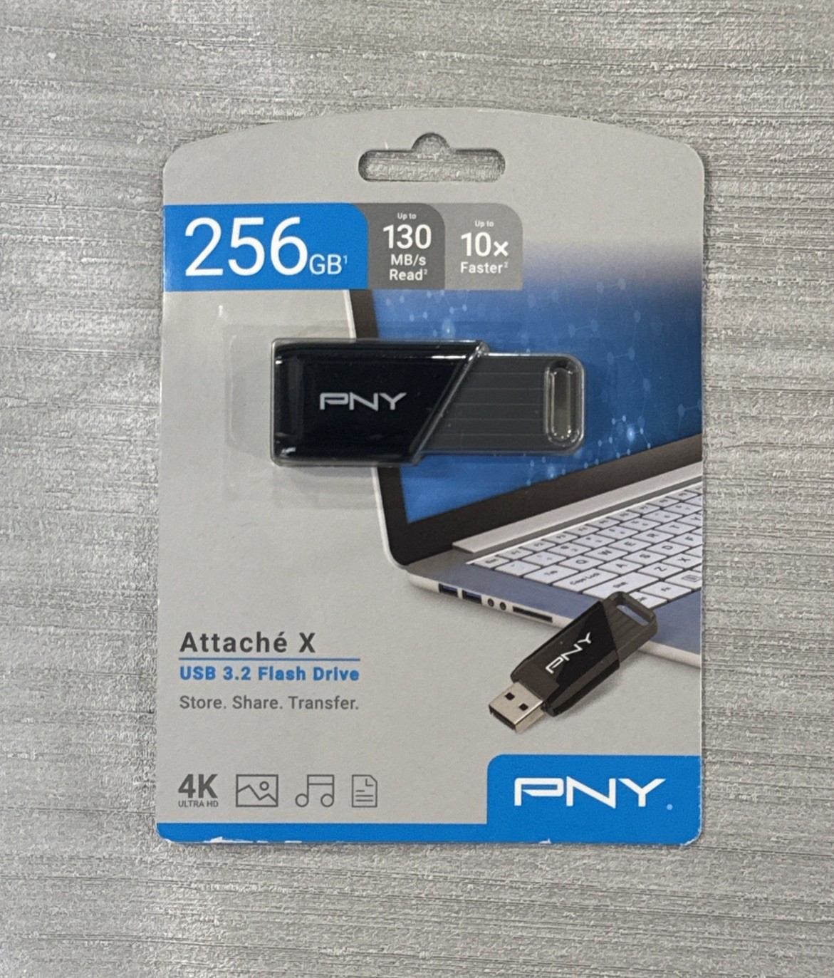 NEW PNY 256GB Attaché X USB 3.2 Gen 1 Flash Drive 256GB, Black and Gray