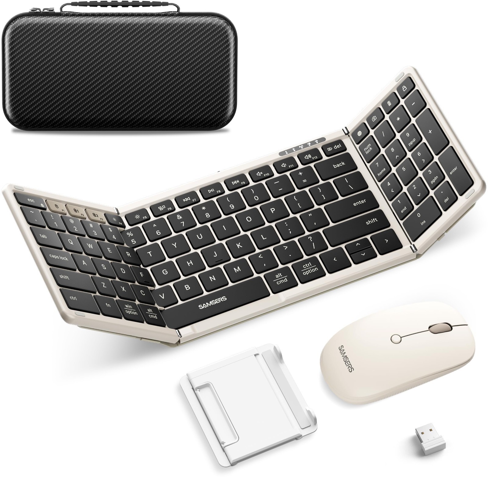 Foldable Combo Keyboard & Mouse, 2.4G + BT5.0 x 2, Full Size Portable Travel