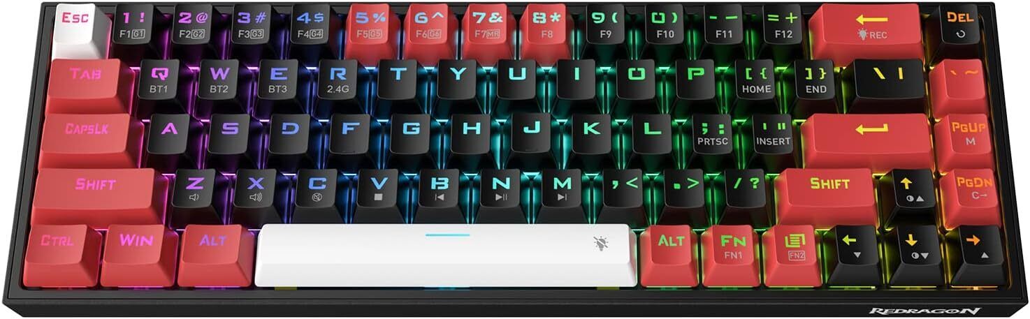 Redragon K631 PRO 65% 3-Mode Wireless RGB Gaming Keyboard, 68 Keys