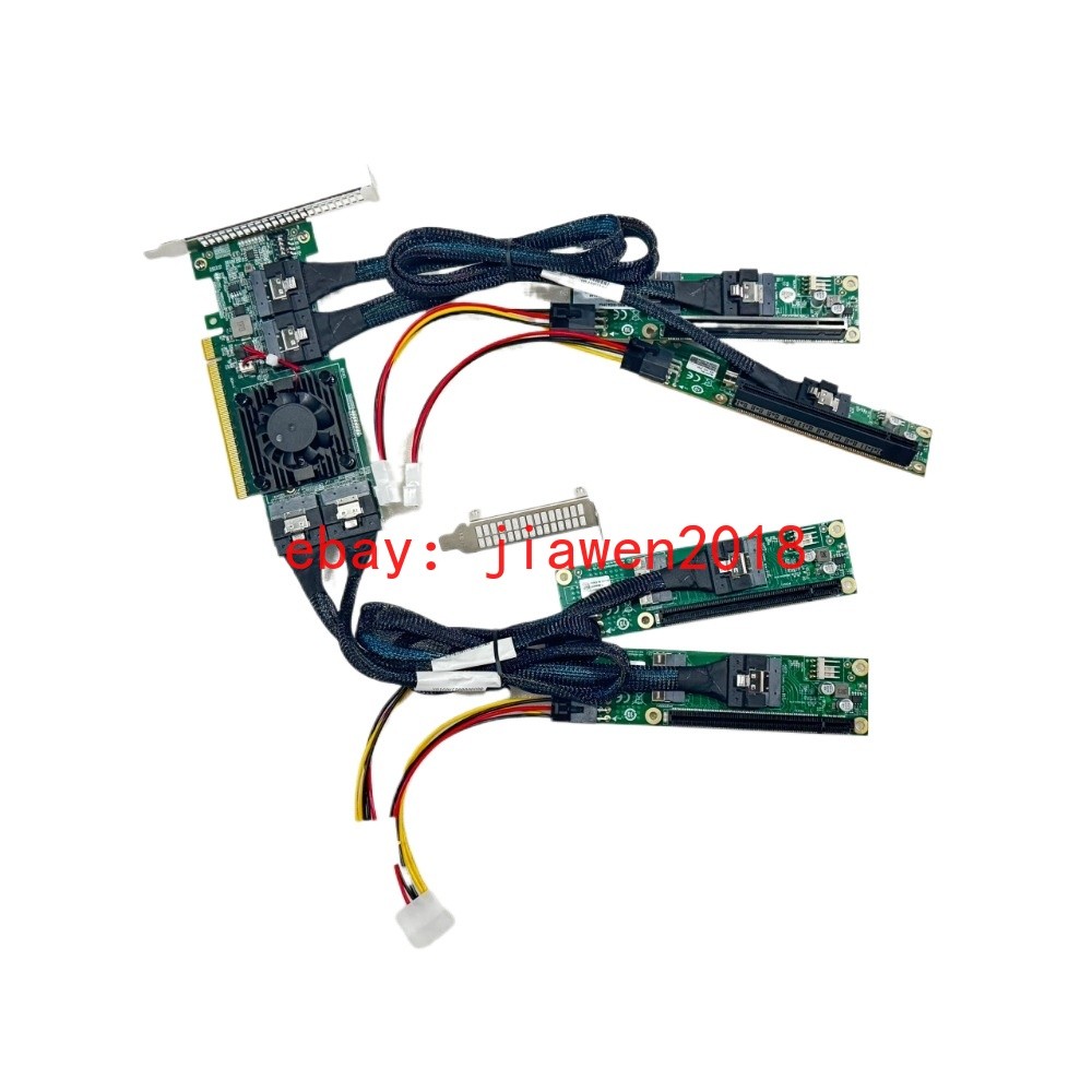 PLX8749 PCI Express x16 to 4* SFF-8654 8I SlimSAS X8X8X8X8 + 4*Baseplate 50CM