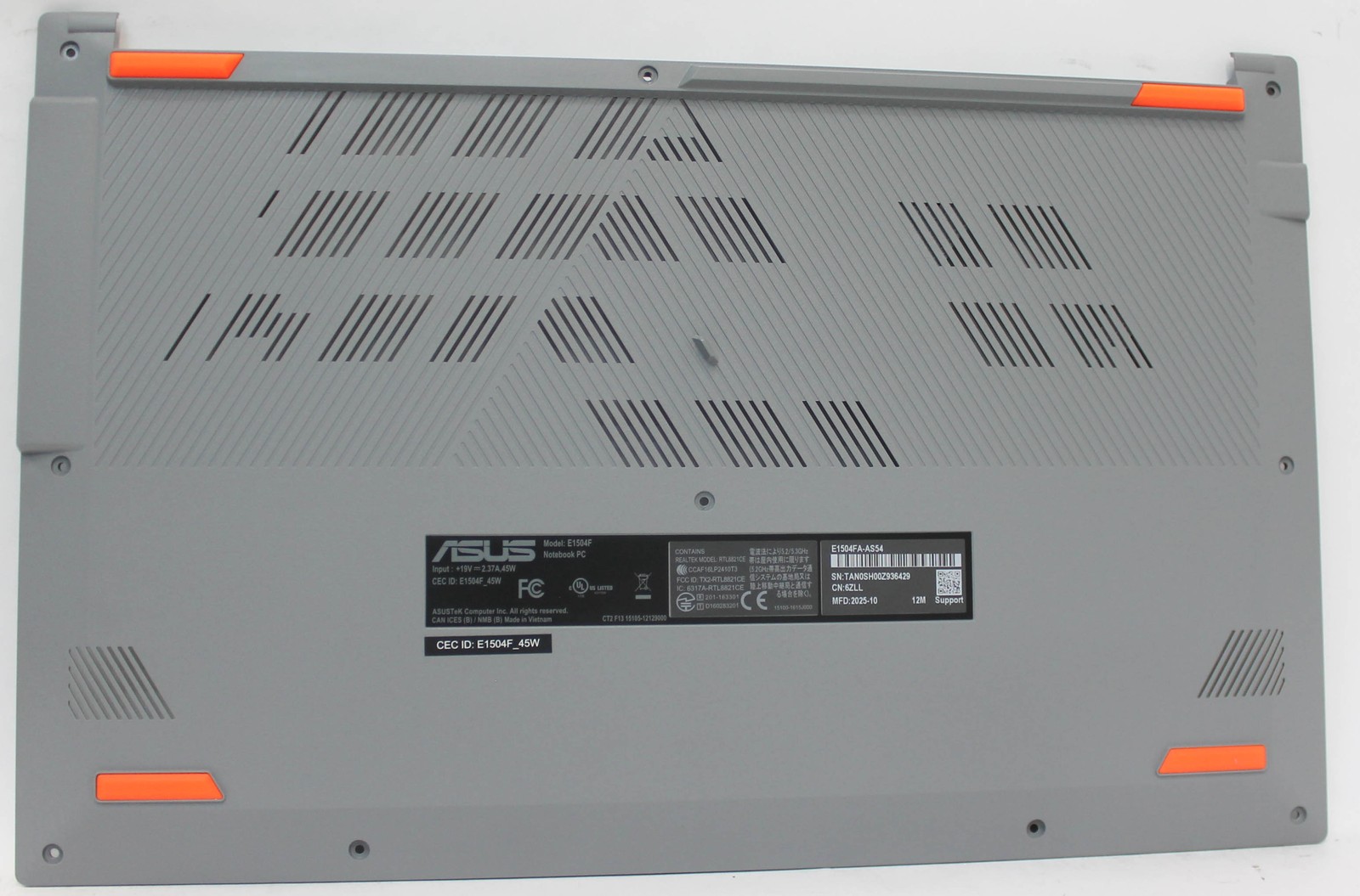 13NB0ZT1P03011 ASUS VivoBook Go 15 E1504FA Bottom Base Cover Silver Grade A
