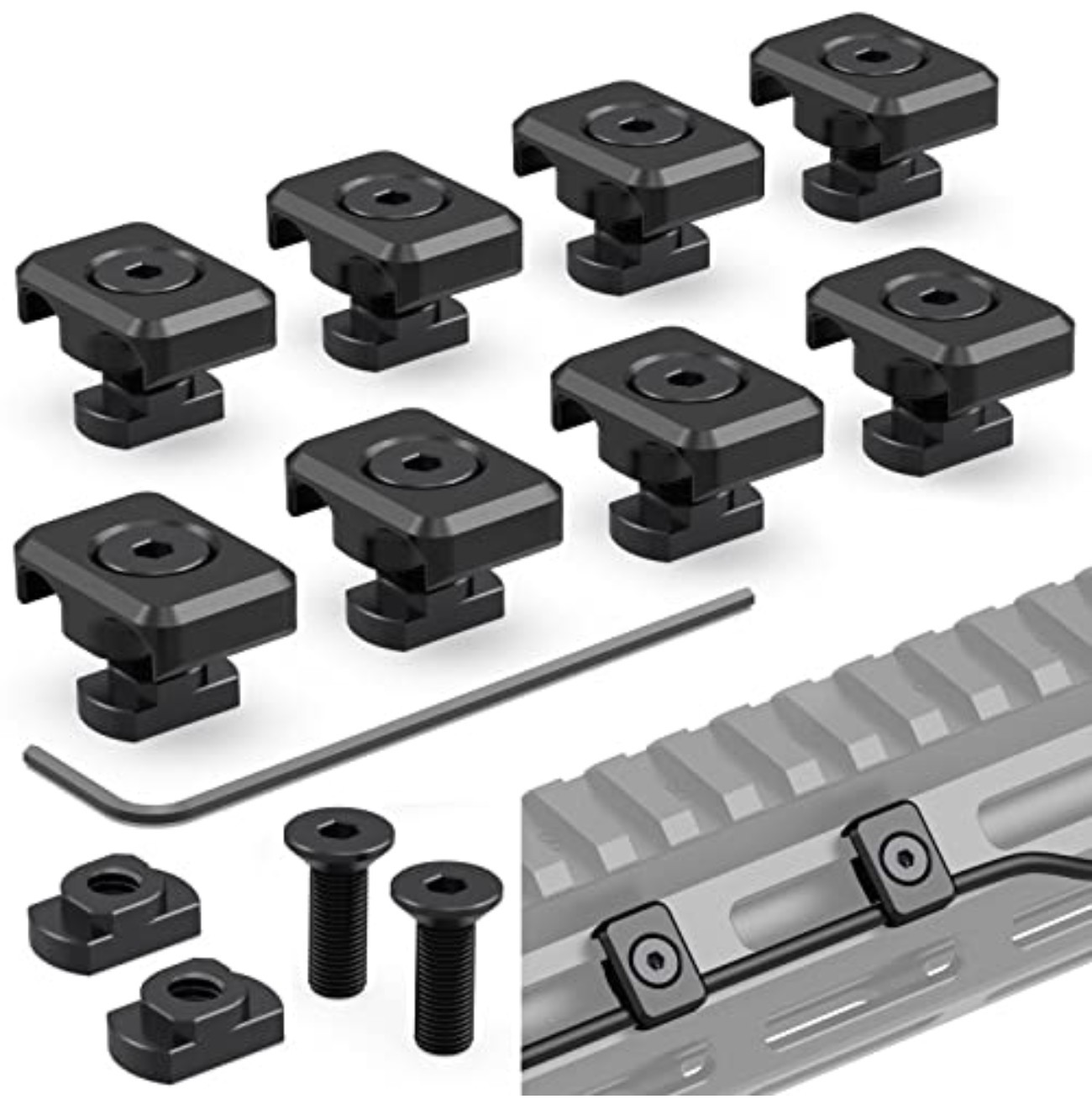Cable Guides Pressure Switch Wire Management M-LOK Polymer Black 8 Pk