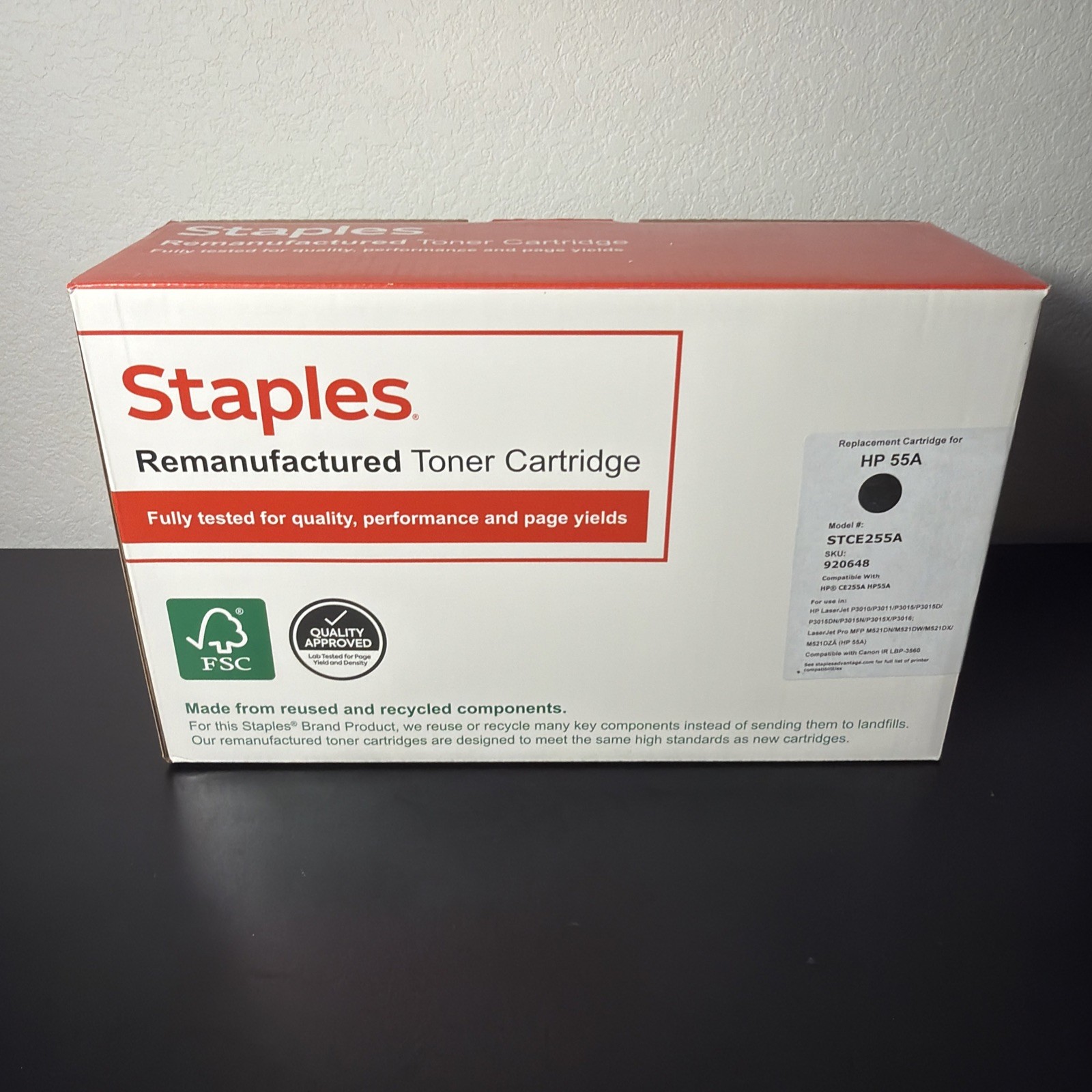 Staples-Black Toner Cartridge HP 55A CE255A2PK- New Sealed