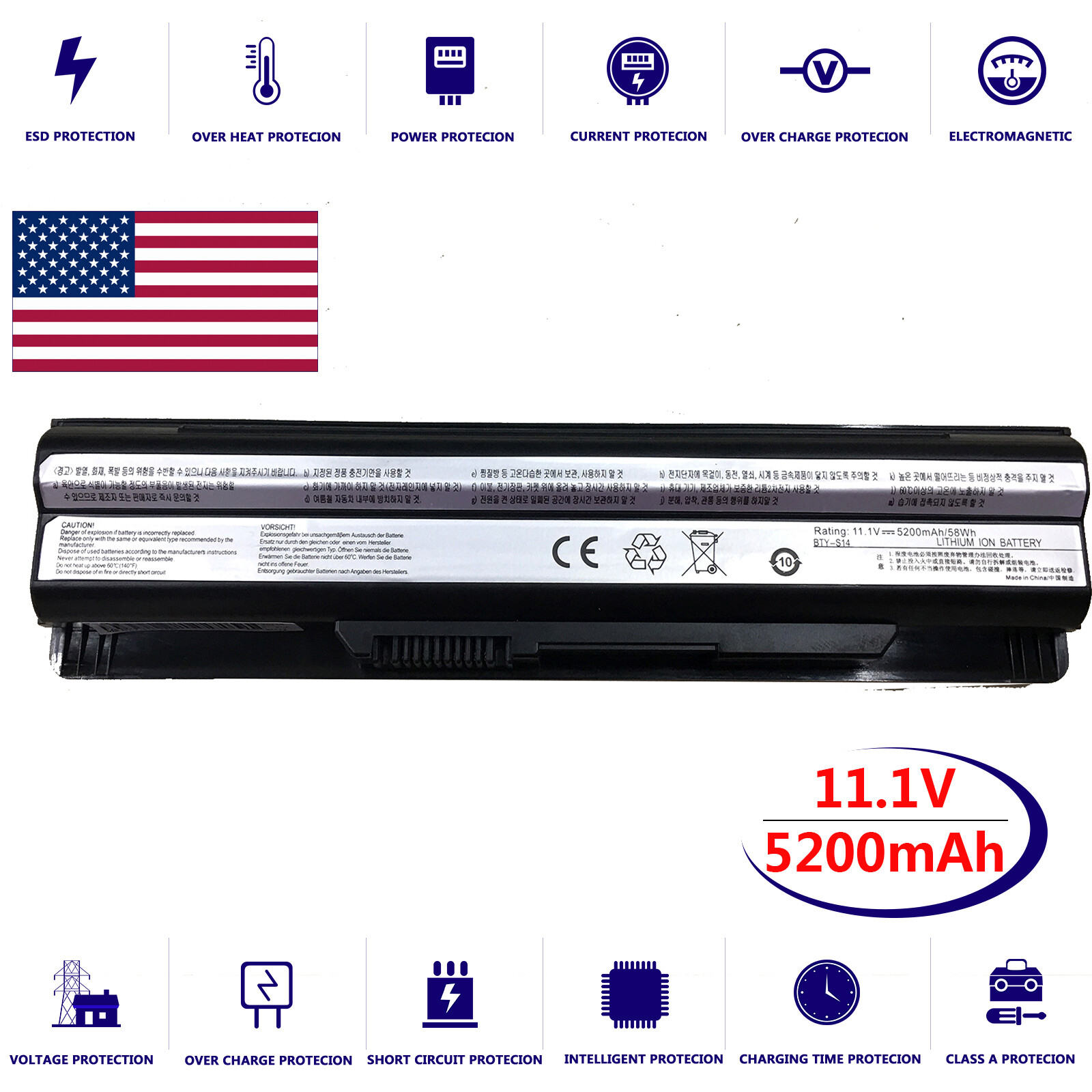 Battery for MSI GP60 Leopard Pro,GP60 Leopard 2PE GP70 Leopard 2PE cr650-208be