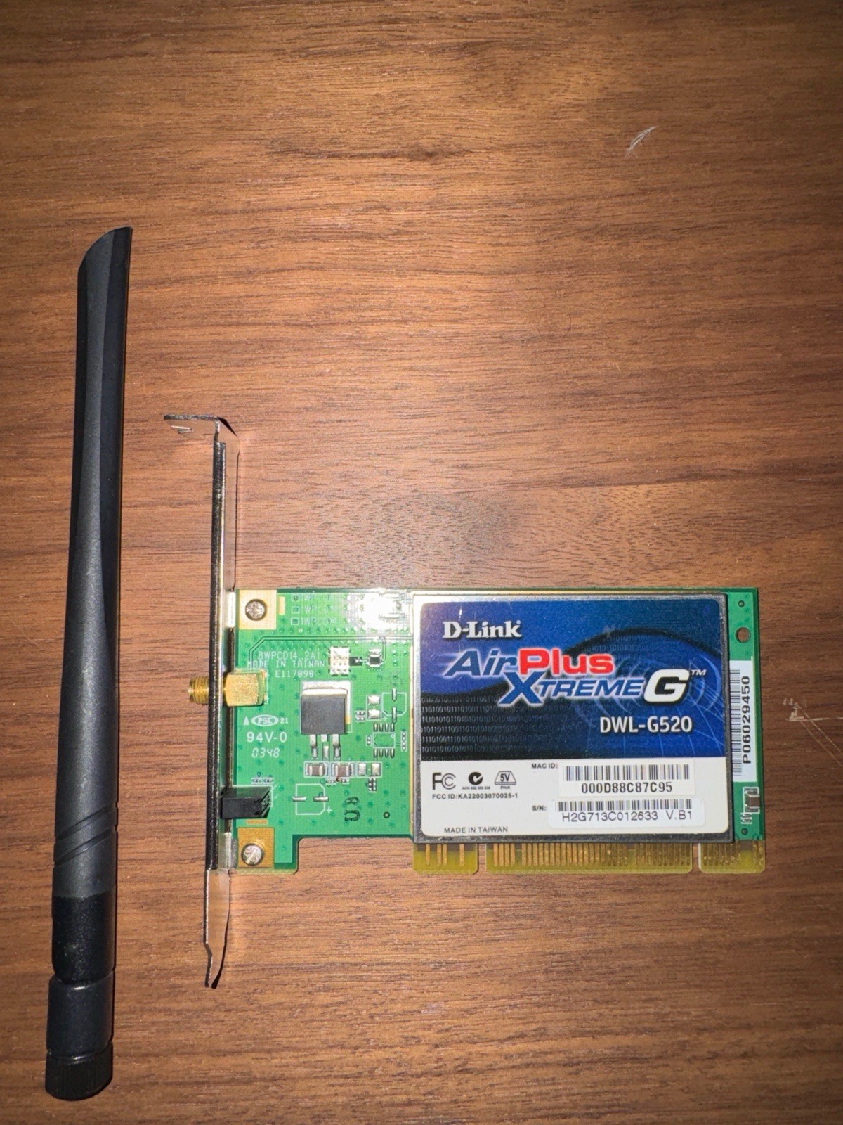 D-Link AirPlus Xtreme G DWL-G520 PCI 802.11g 54 Mbps Wireless Card Antenna