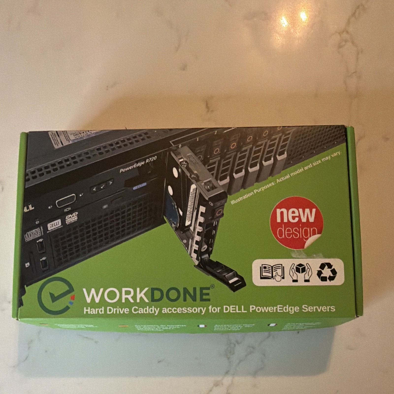 WORKDONE 2.5in 2-Pack HDD Tray Caddy for Dell PowerEdge, Green B07KS5M1V8