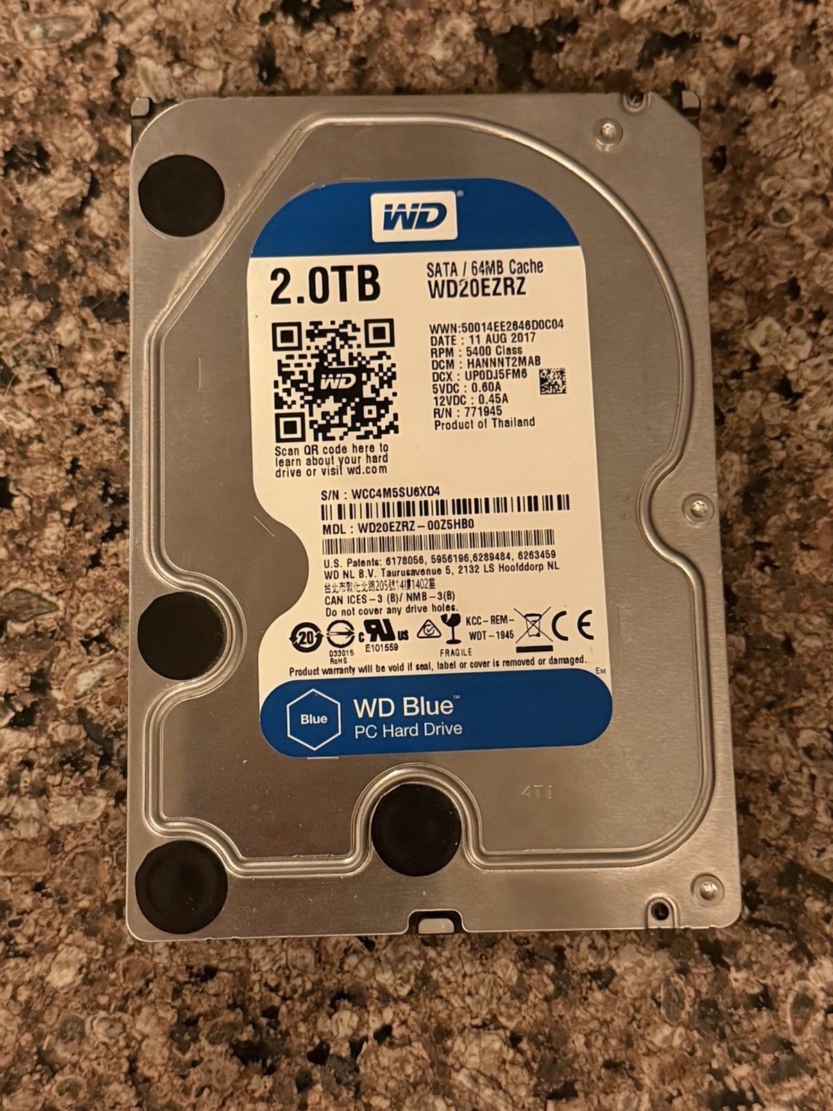Western Digital WD Blue 2TB 3.5in SATA HDD 5400RPM 64MB WD20EZRZ