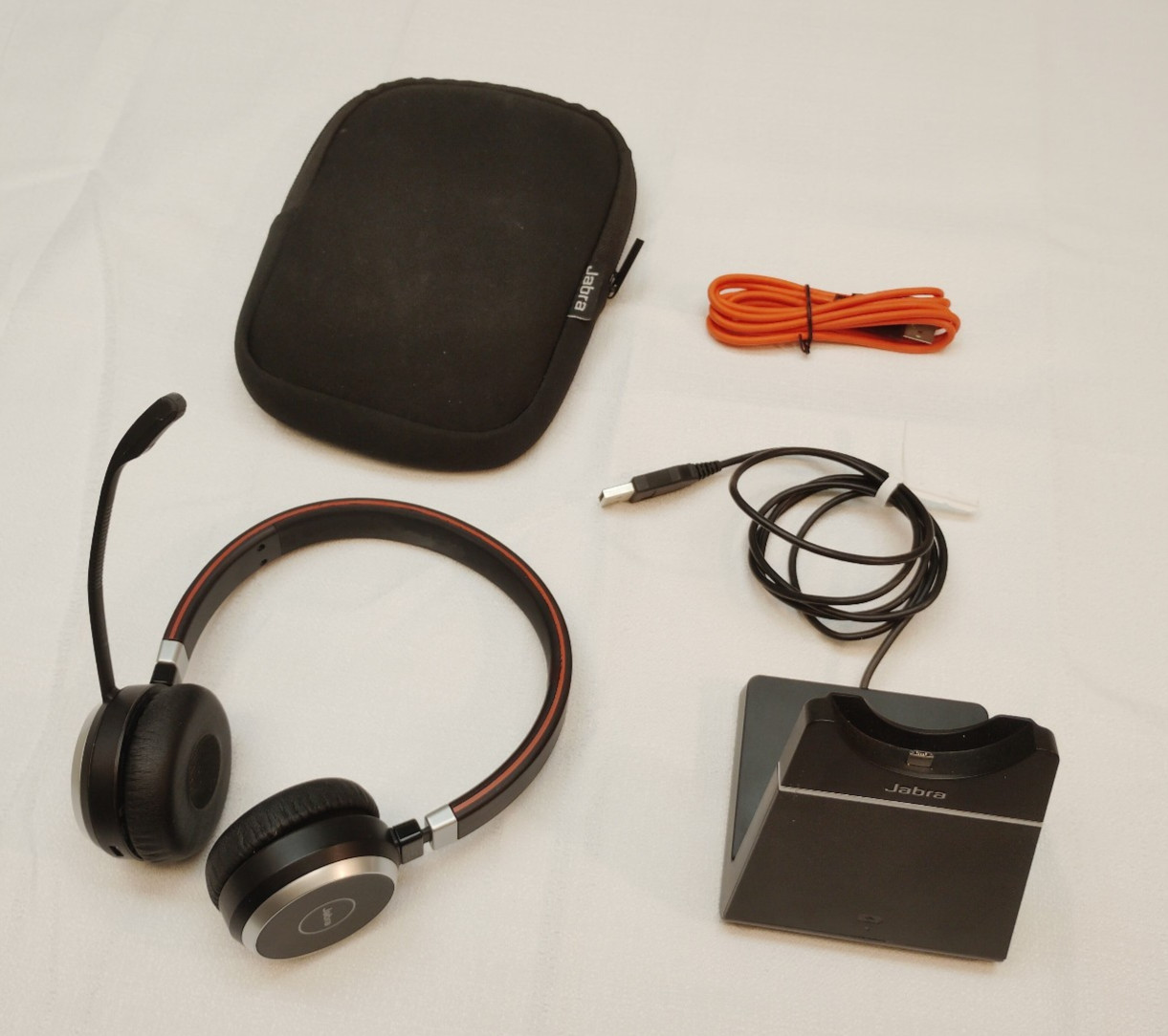 Jabra Evolve 65 Bluetooth Headset w Charging Dock and USB Cable (no USB adapter)