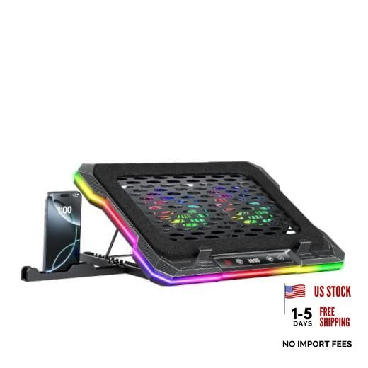2 Detachable Fans RGB Gaming Laptop Cooling Pad, Rapid Cooling K6RGB with Foam