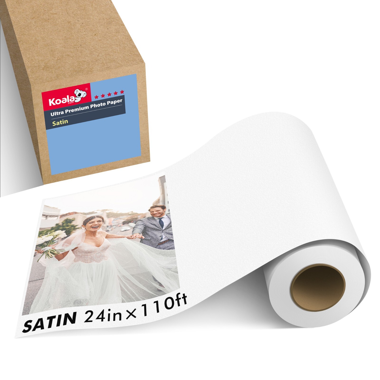 Koala Ultra Premium 72lb Satin Photo Paper Roll 24"x110' for Inkjet HP Epson