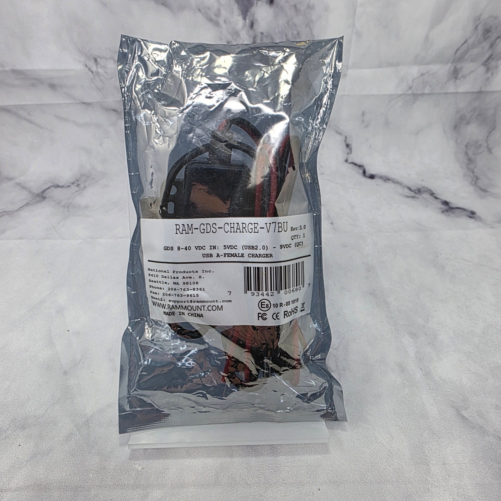 Ram Mount RAM-GDS-CHARGE-V7BU GDS 8-40V Hardwire USB-A Charger Module
