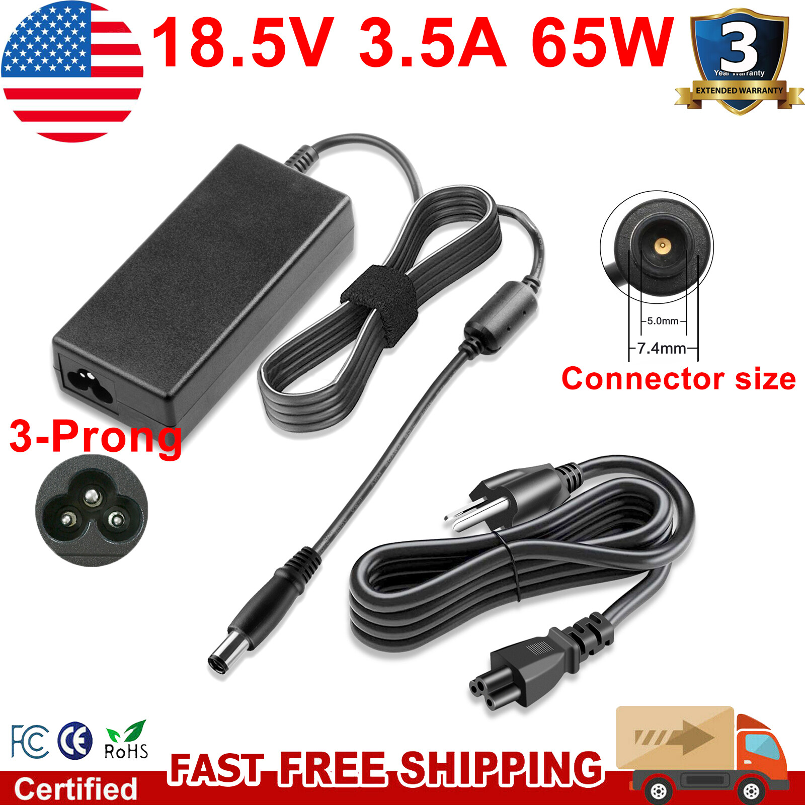 65W AC Adapter Charger for HP Compaq presario CQ40 CQ50 CQ56 CQ57 CQ60 CQ61 CQ70