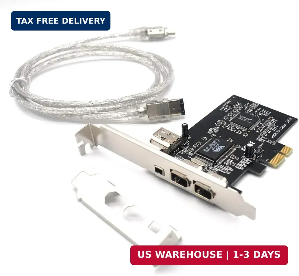 Padarsey PCIe 3 Ports 1394A Firewire Expansion Card, PCI Express (1X) to Externa