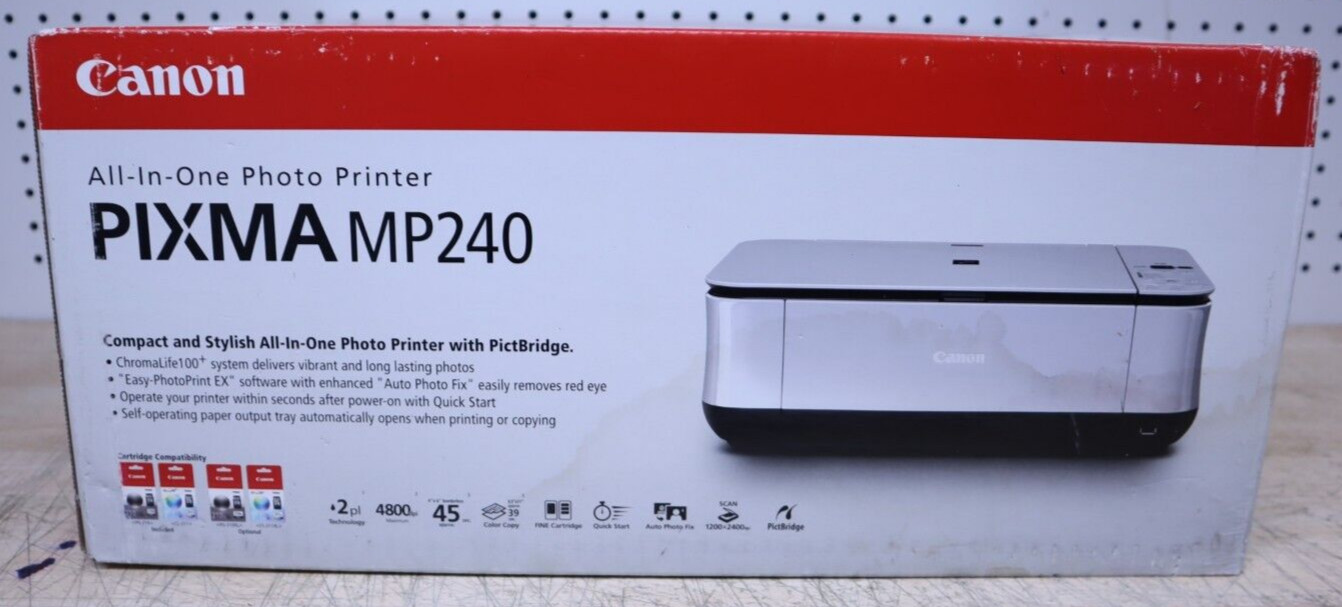 Nice New Canon PIXMA MP240 All-In-One Photo Printer Factory Sealed - Box Damage