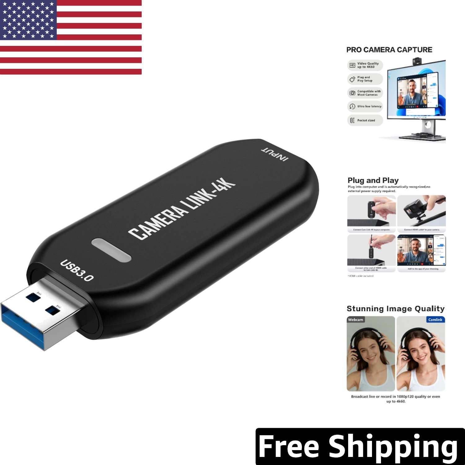 Versatile 4K HDMI Capture Device: Live Stream with No Delay on Any System