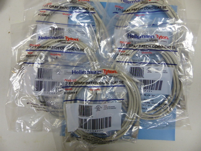 HELLERMANN-TYTON  PCGRY7 Qty of 20 per Lot 7 ft Gray Patch Cord CAT 5E