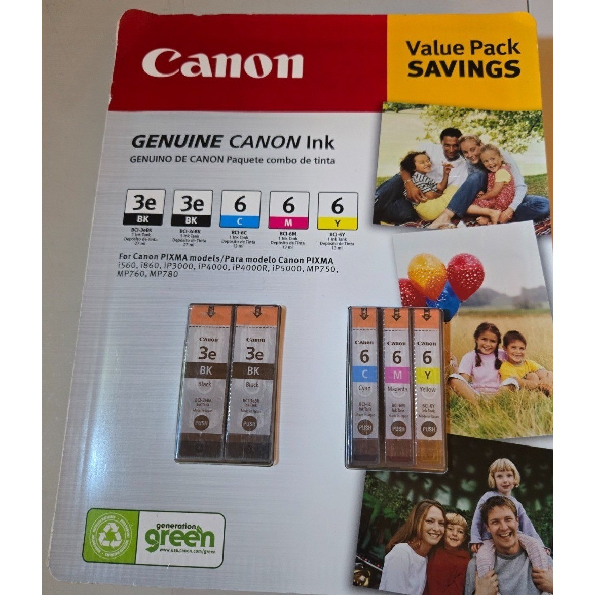 Canon Ink Cartridge Multipack BCI-3e Black Cyan Magenta Yellow 5-Pack OEM