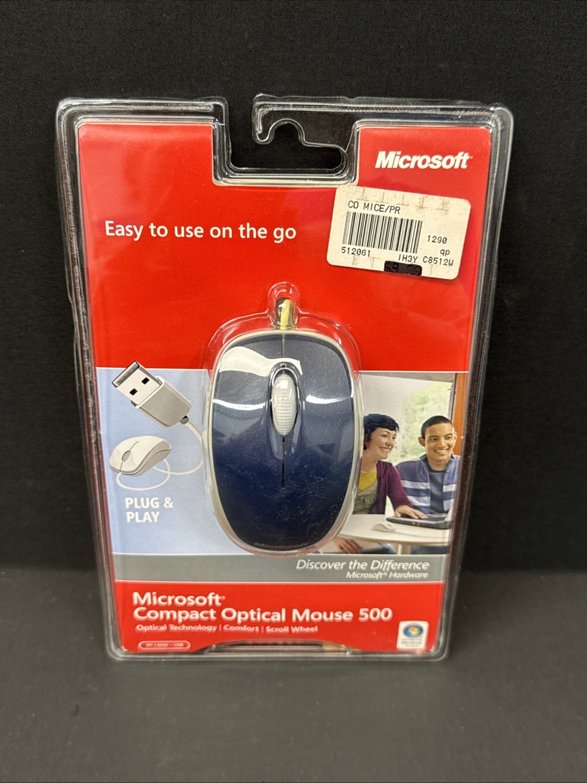 Microsoft Compact Optical Mouse 500 Wired USB 800 DPI Blue New Sealed U81-00050
