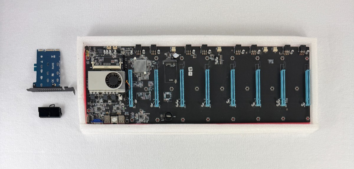 BTC-S37 Mining Motherboard 8 GPU Slots w/ mSATA NGFF Card w/ Original Box
