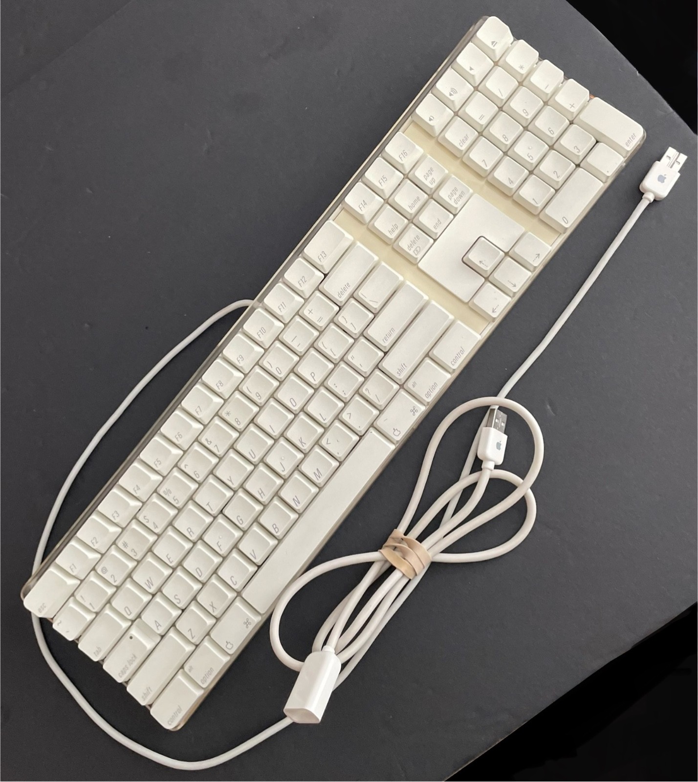 Apple A1048 Wired USB 2.0 Keyboard Mac Full Size White 2006 PLUS Extension Cable