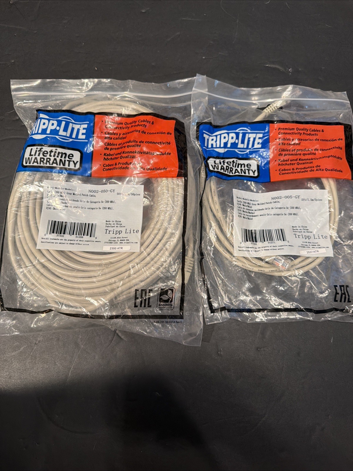 Lot Of Two Tripp Lite Connectivity Cables New In Package