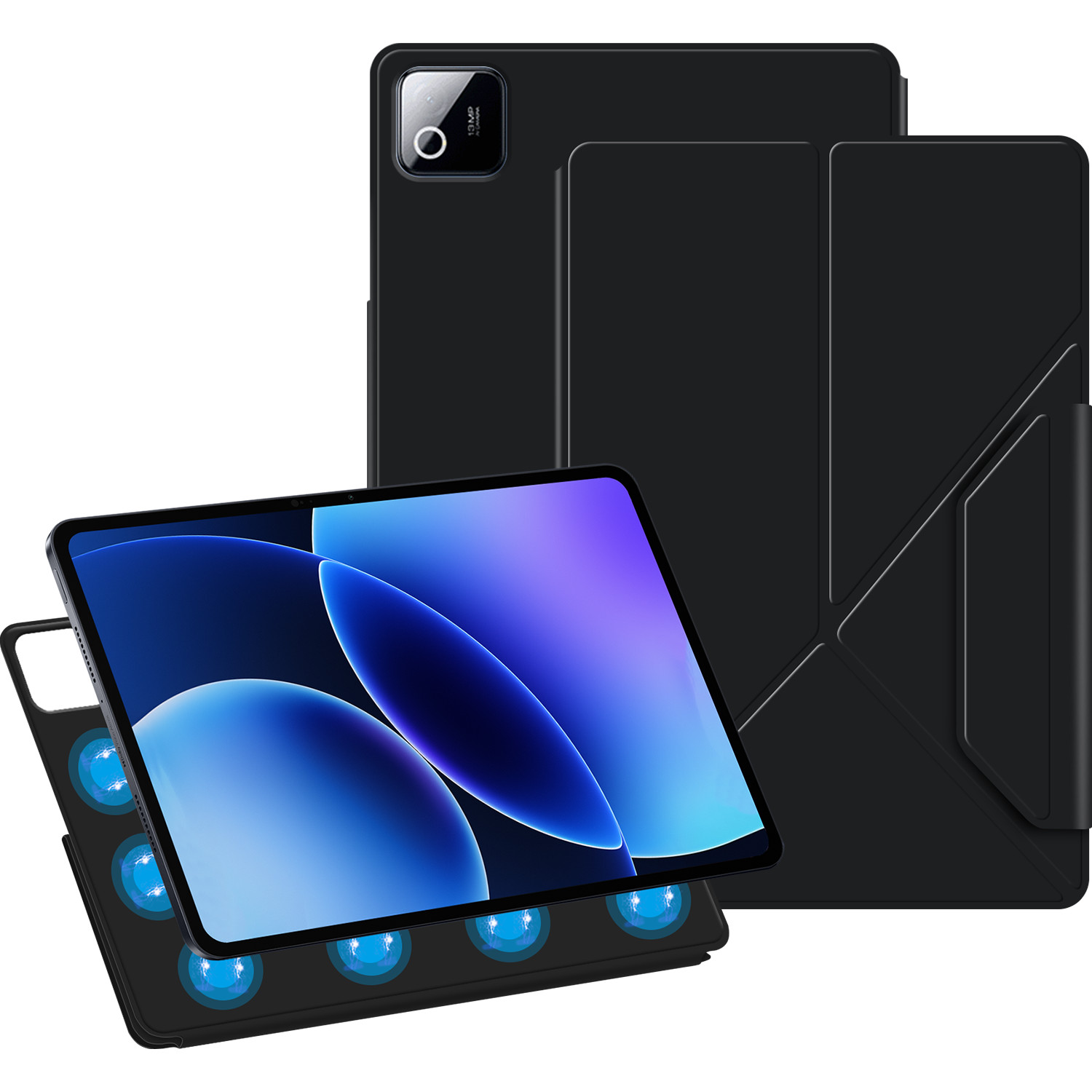 Slim Auto Sleep Magnetic Buckle Y Fold Leather Case For Xiaomi Pad 8 Pro/Mi 9PM