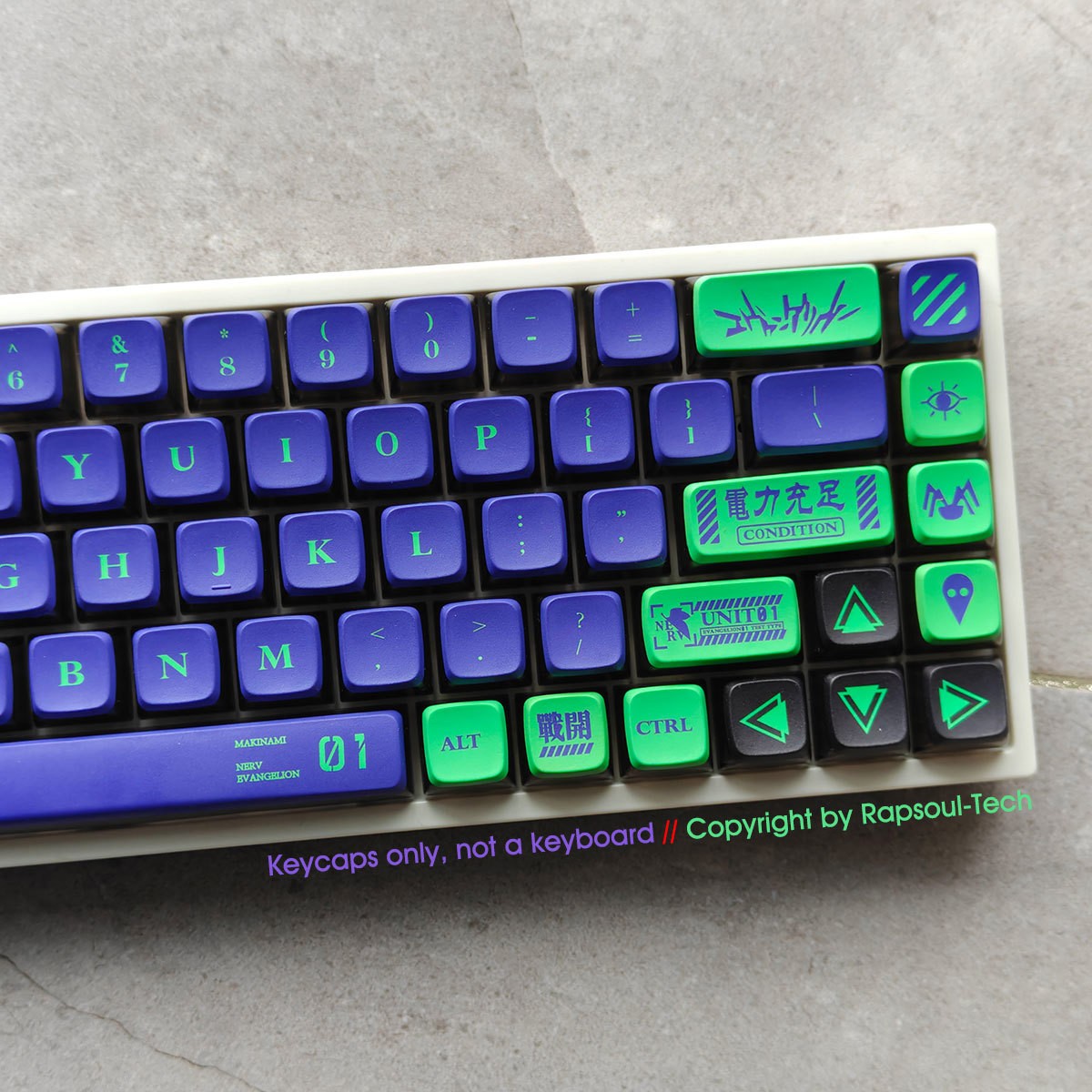 EVA-01 EVANGELION Mecha-01 Keycaps PBT SAX Trancparent for Mechanical Keyboards