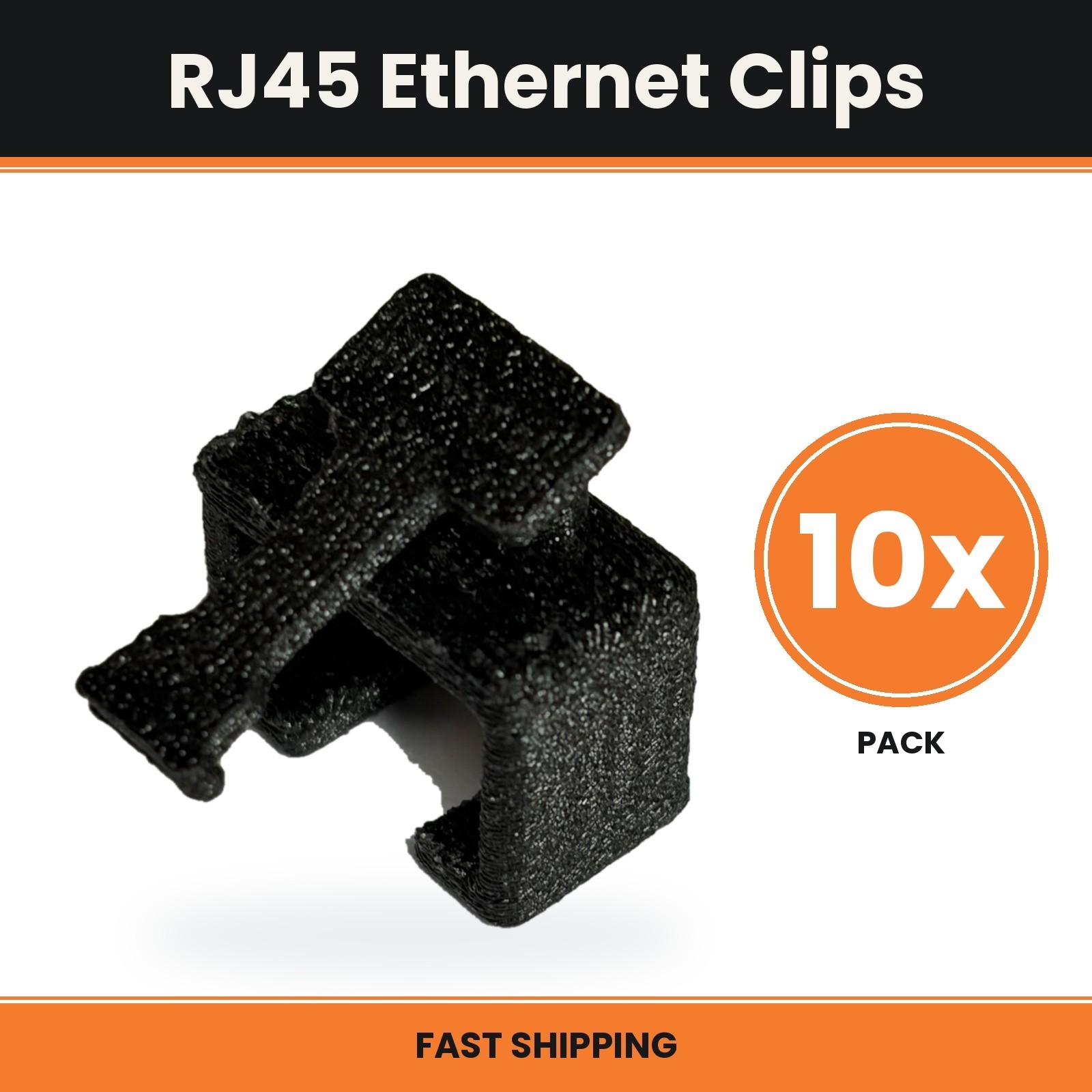RJ45 Ethernet Plug Clip CAT5 CAT5e CAT6 Connector 3D Printed Replacement 10-Pack