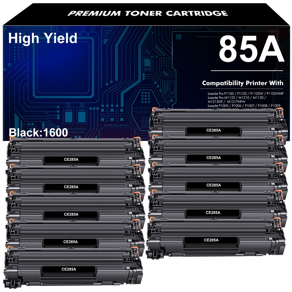 10PK Replacements HP 85A CE285A Black Toner for M1132 M1212 M1217 P1102 P1102W
