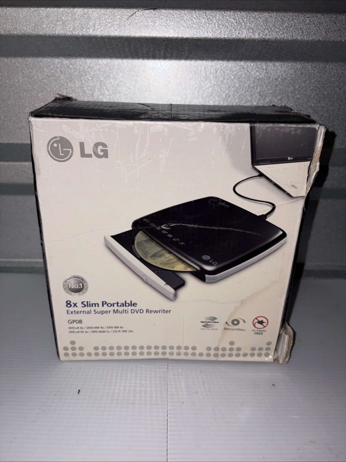 LG 8x Slim Portable External Super Multi DVD Rewriter-GP08