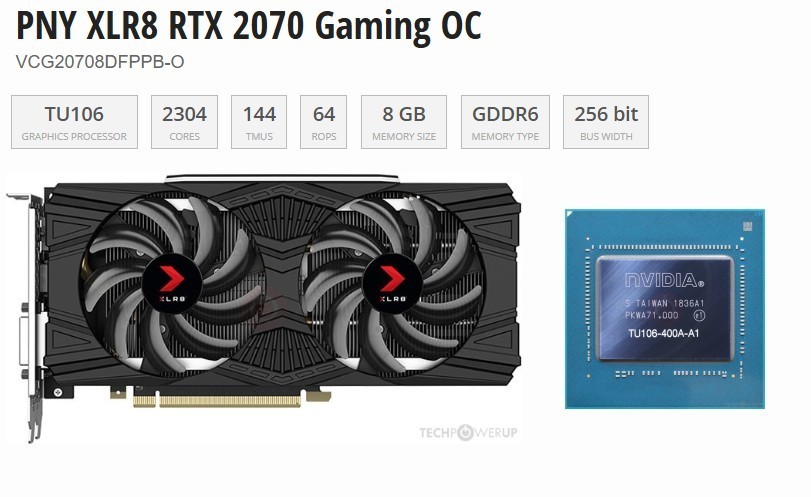 PNY XLR8 RTX 2070 Gaming OC 8GB GDDR6 Graphics Card✅2x DP HDMI DVI USB-C✅