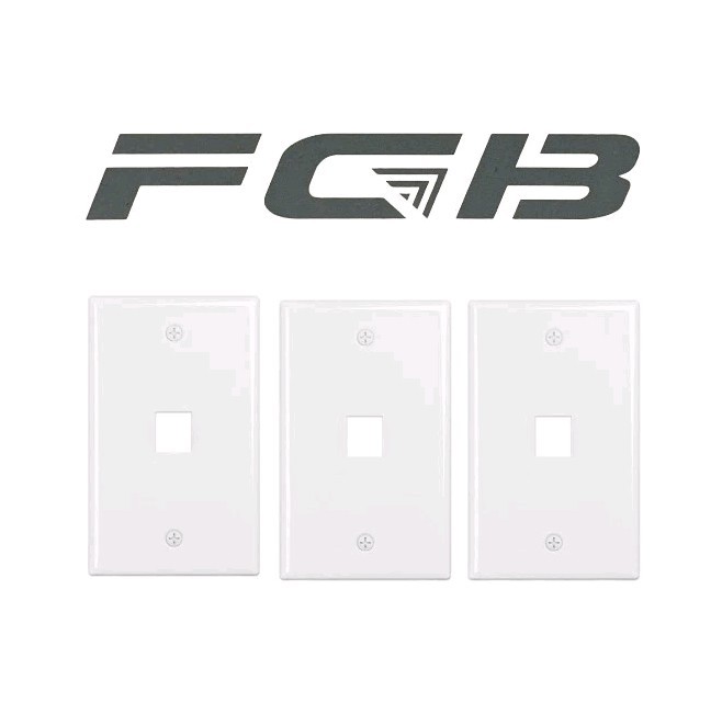 3x New FGB 1-Port Keystone Wall Plate Low-Profile Single Gang For RJ45, HDMI 