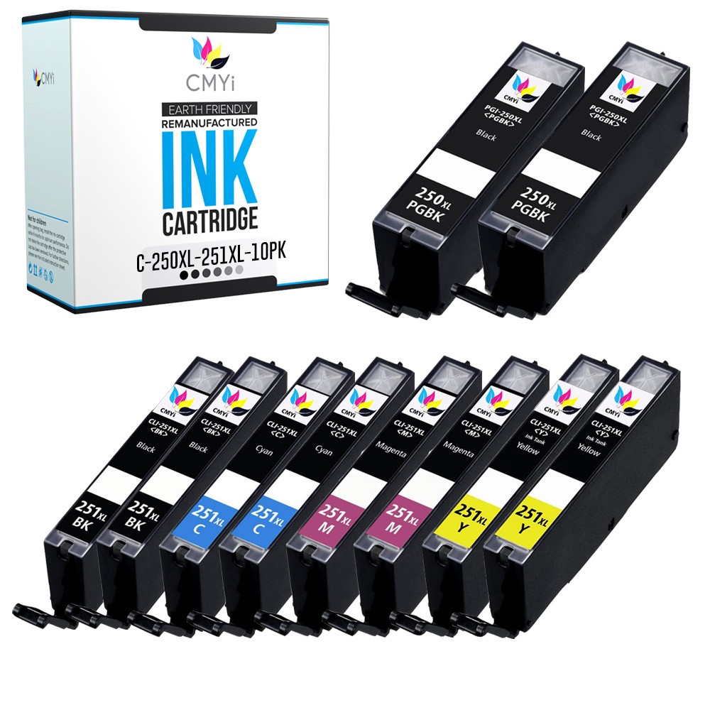 CMYi 10X PGI-250XL CLI-251XL Ink Cartridges for Canon PIXMA iP8720 MG6320 MG6620