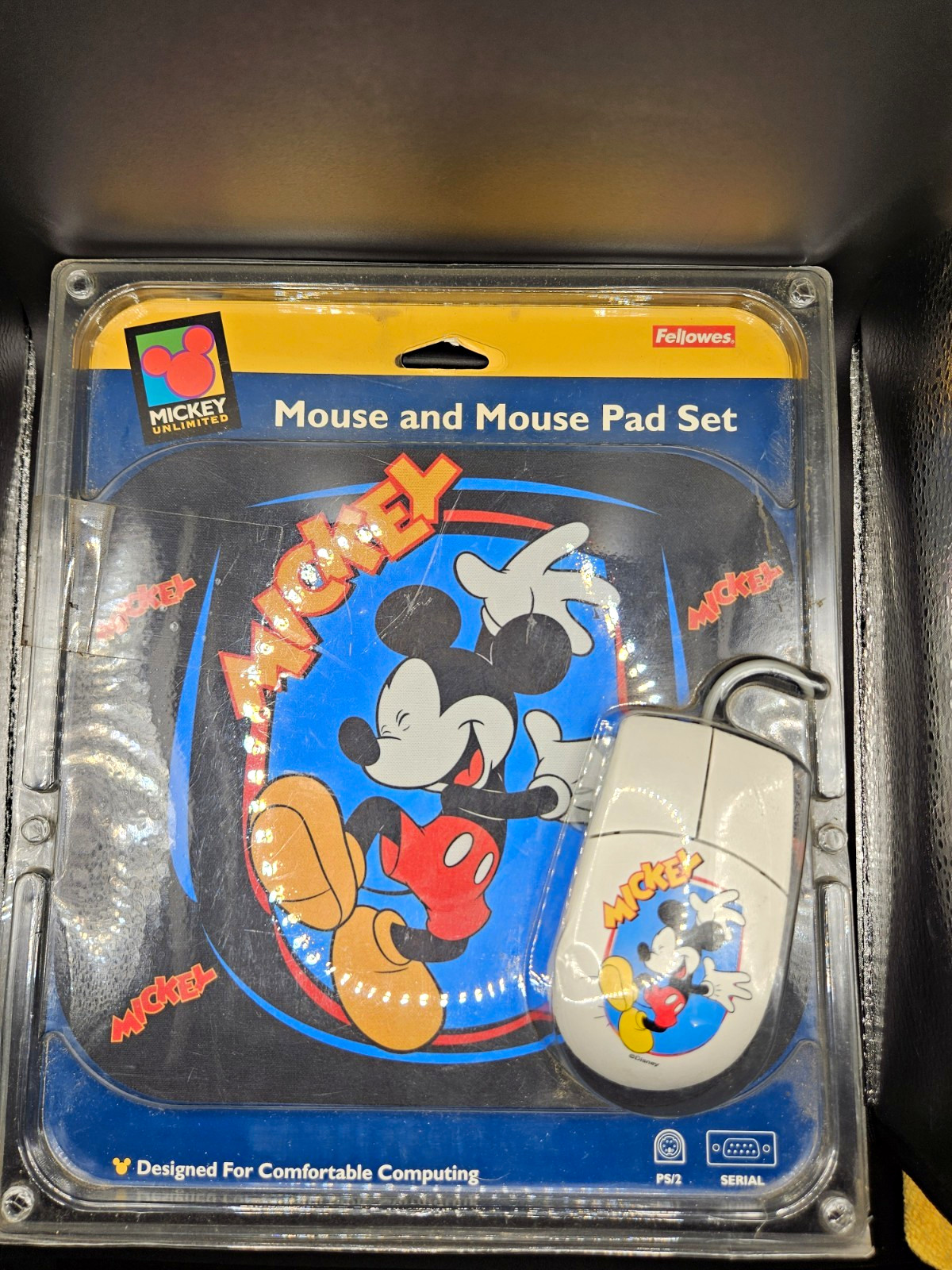 Vintage Disney Mickey Mouse Fellowes Mouse & Mouse Pad Set Sealed PS/2 Serial
