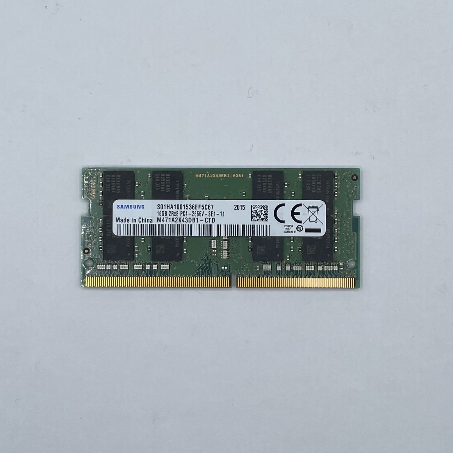 Samsung 16GB DDR4 2666MHz PC4-21300 260-Pin SODIMM Laptop RAM M471A2K43DB1-CTD