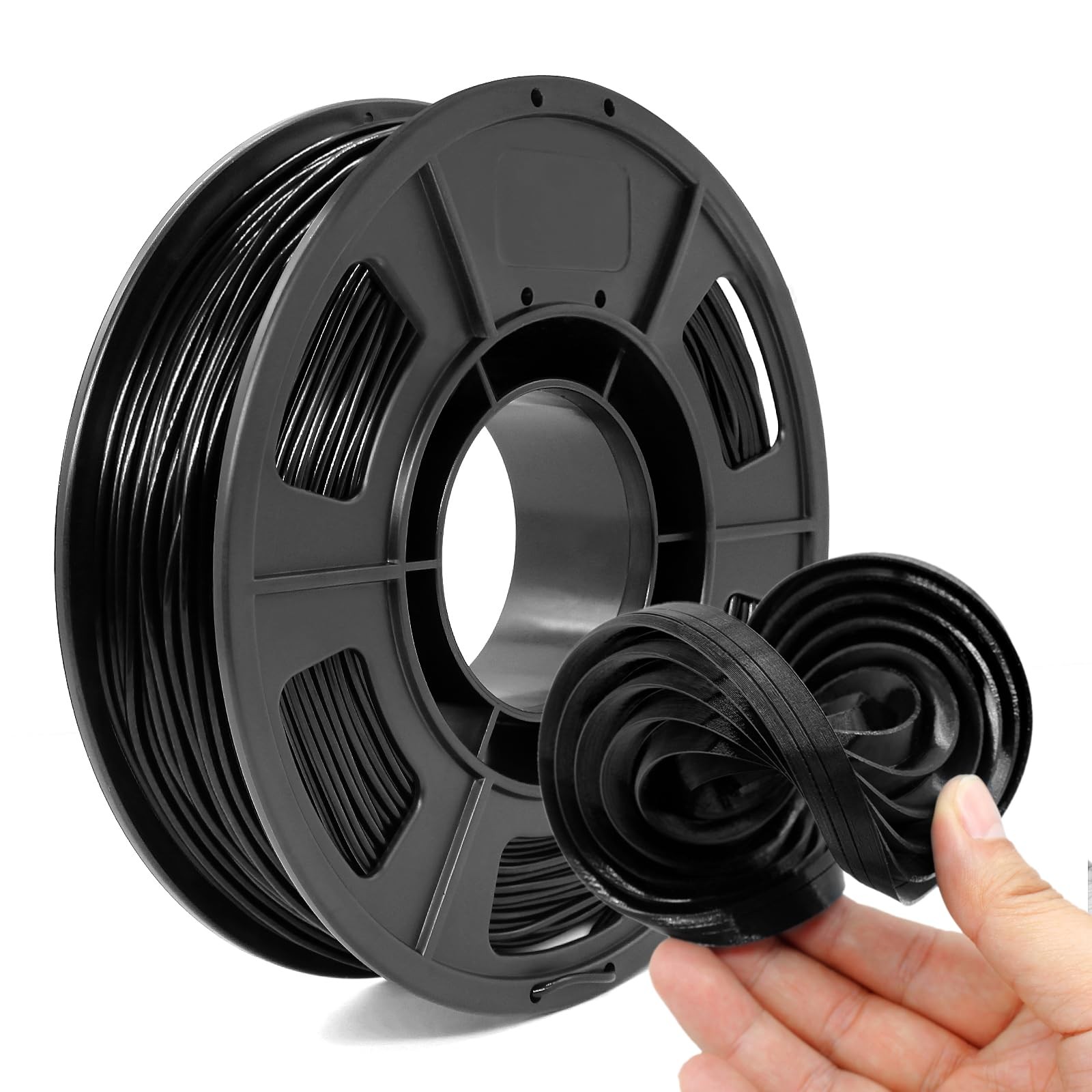 85A TPU 3D Printer Filament 1.75Mm ±0.03Mm,250G Black Filament,Super Soft & Flex