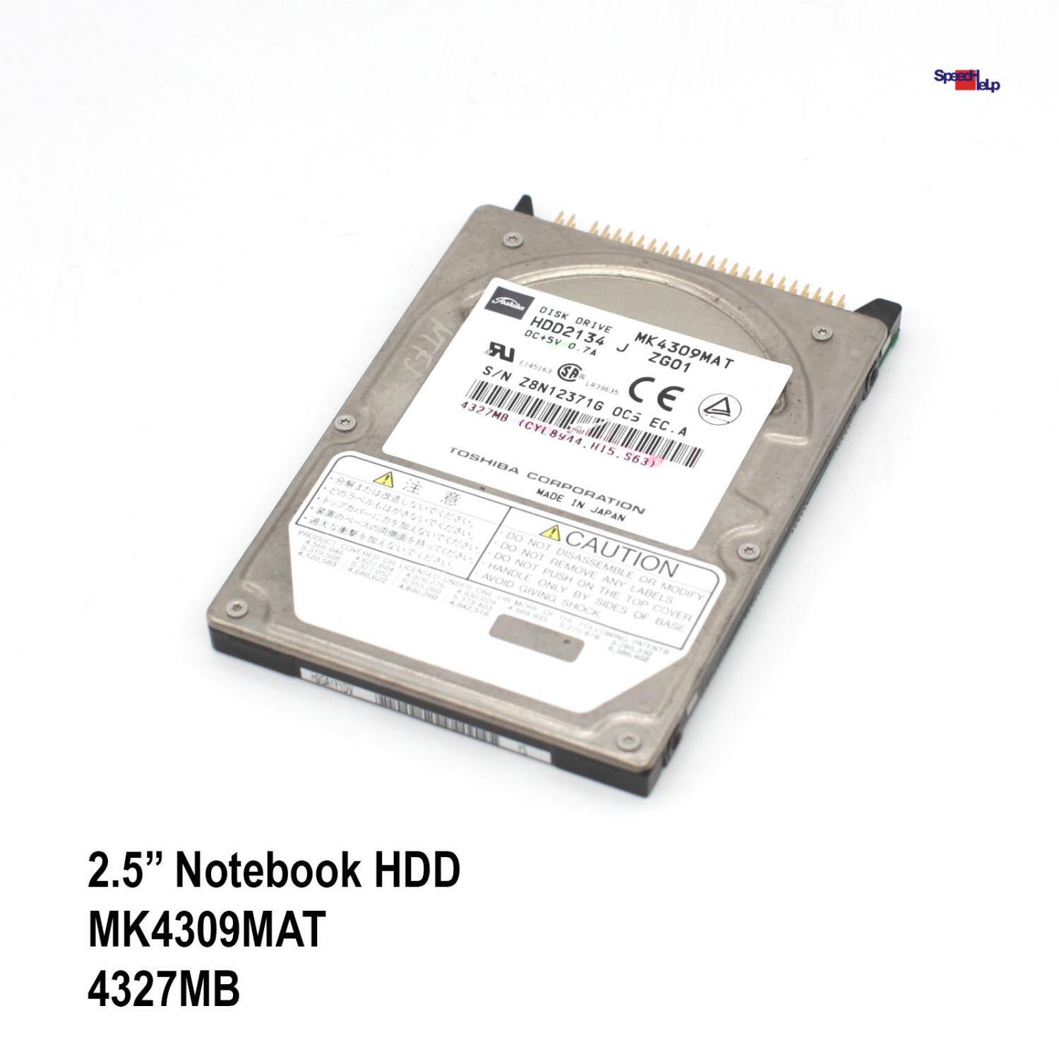 Toshiba Mk4309mat 4.3gb 2.5" Notebook Laptop Hdd Hard Disk Hdd2134 J
