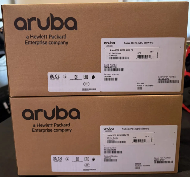 HPE Aruba X372 54VDC 680W Power Supply JL086A#ABA Switch PSU NEW SEALED