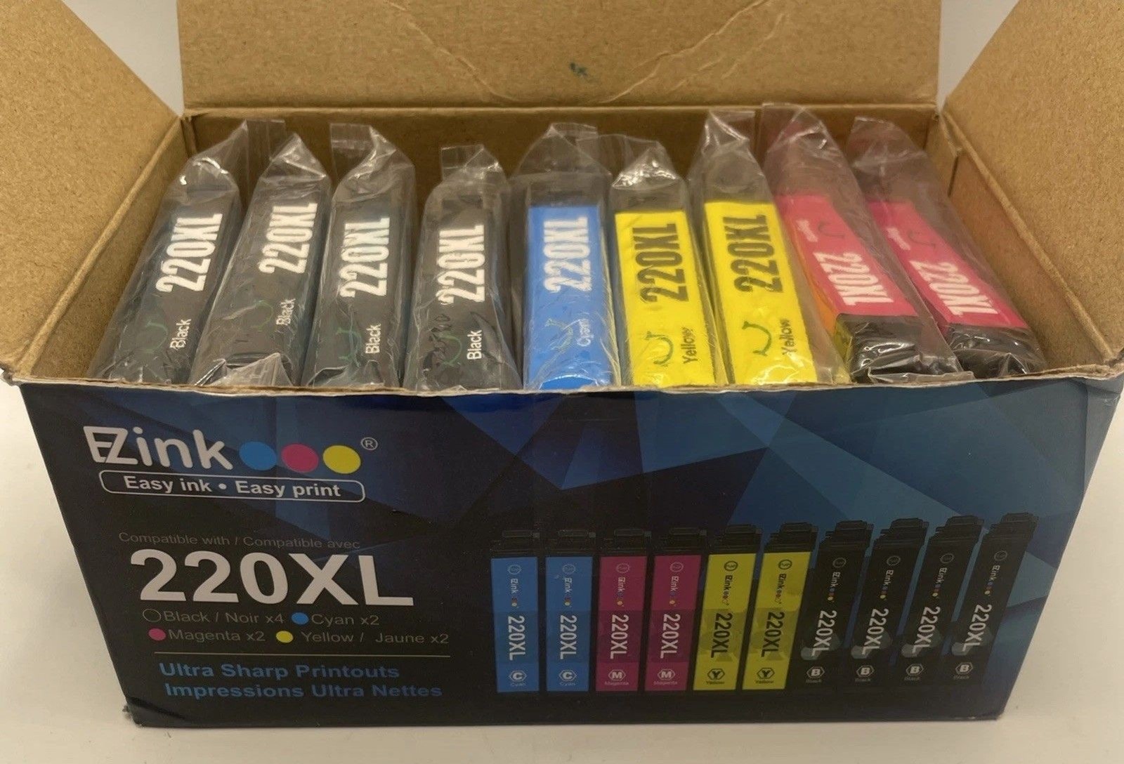 E-Z Ink 220XL Ink Cartridge Set 9 Pack XL Missing 1 Blue Sealed