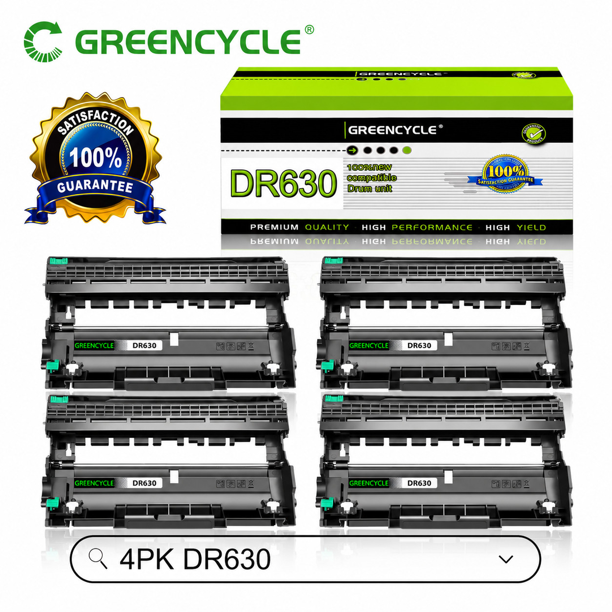 4PK Black DR630 Drum Unit replacement for Brother DR-630 MFC-L2720DW MFC-L2740DW
