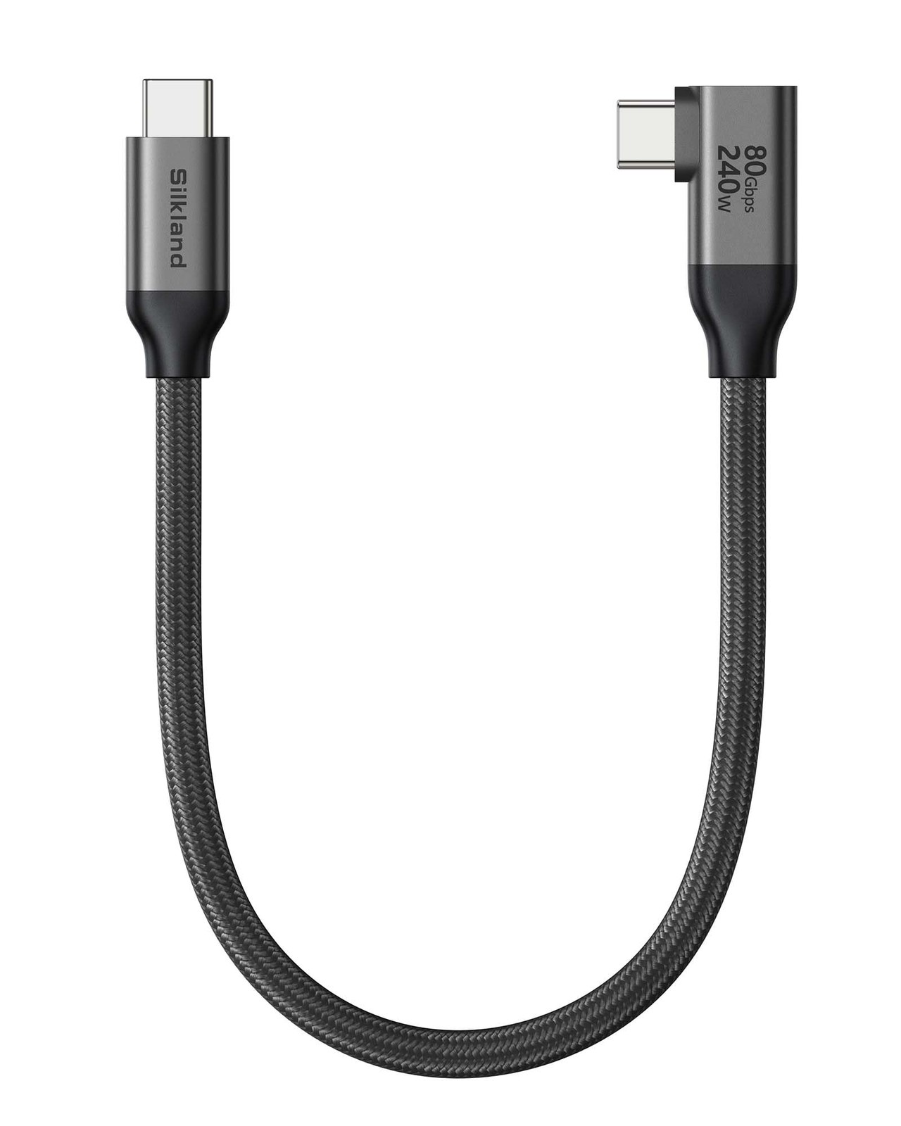 Silkland 80Gbps Right Angle USB 4 Cable for Thunderbolt 5 1FT, Grey
