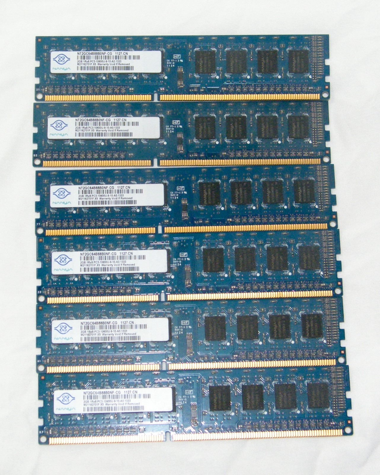 6 pieces of 2gb DDR3 memory (12gb total)