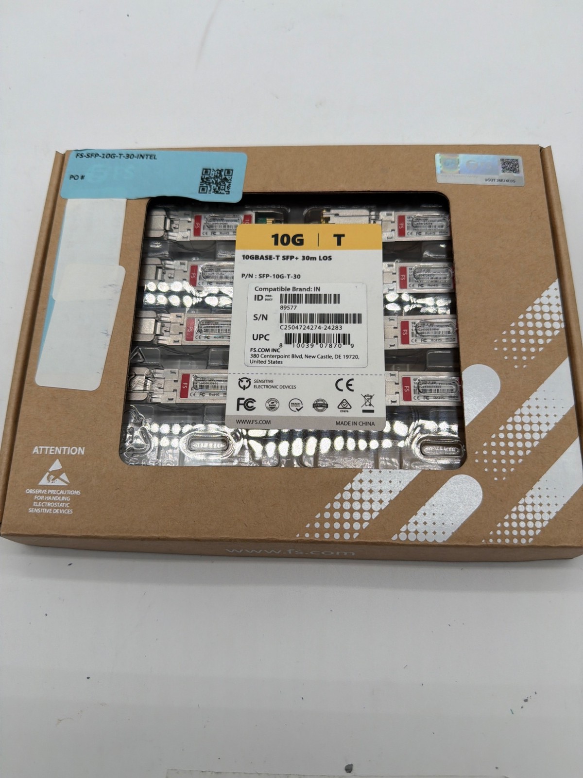 FS SFP-10G-T-30 10GBASE-T SFP+ Copper Transceiver 30m Intel Compat (Lot of 8)