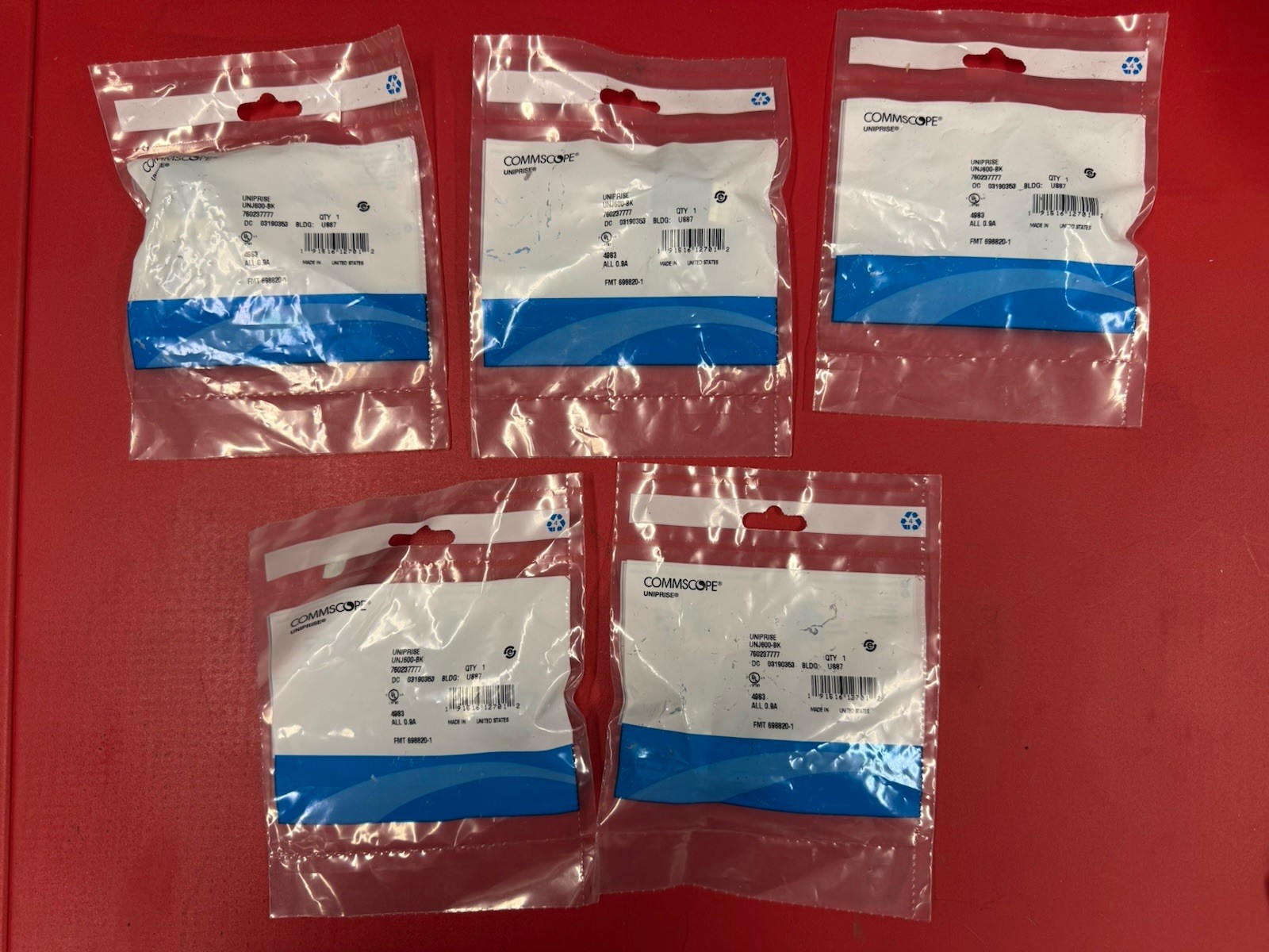 Commscope UniPrise 760237777 Cat6 Jack UNJ600-BK 191516127012 PACK OF FIVE (5)