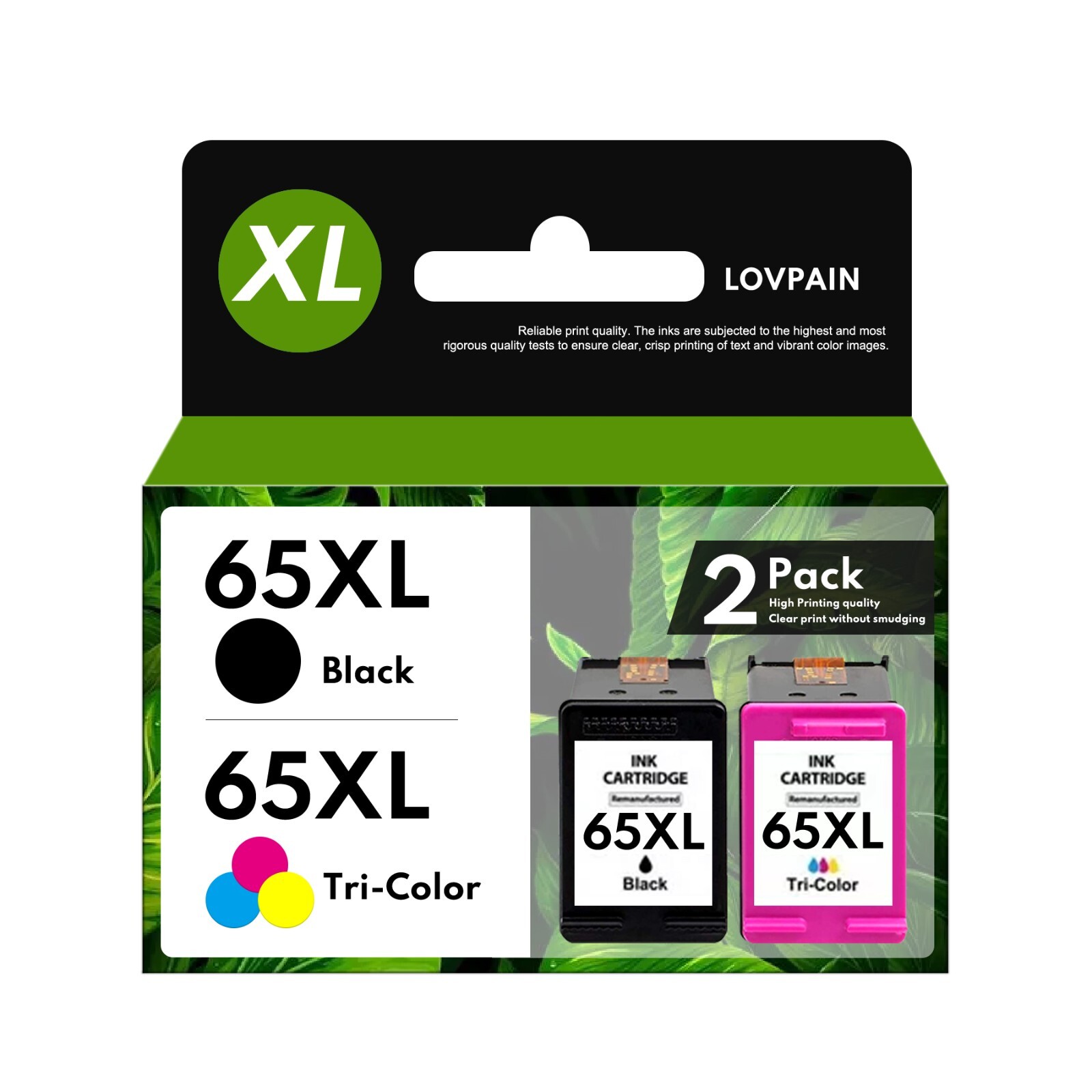 65XL Ink Cartridge Replacement for HP 2PK DeskJet 2622 3755 3722 Envy 5055 5000