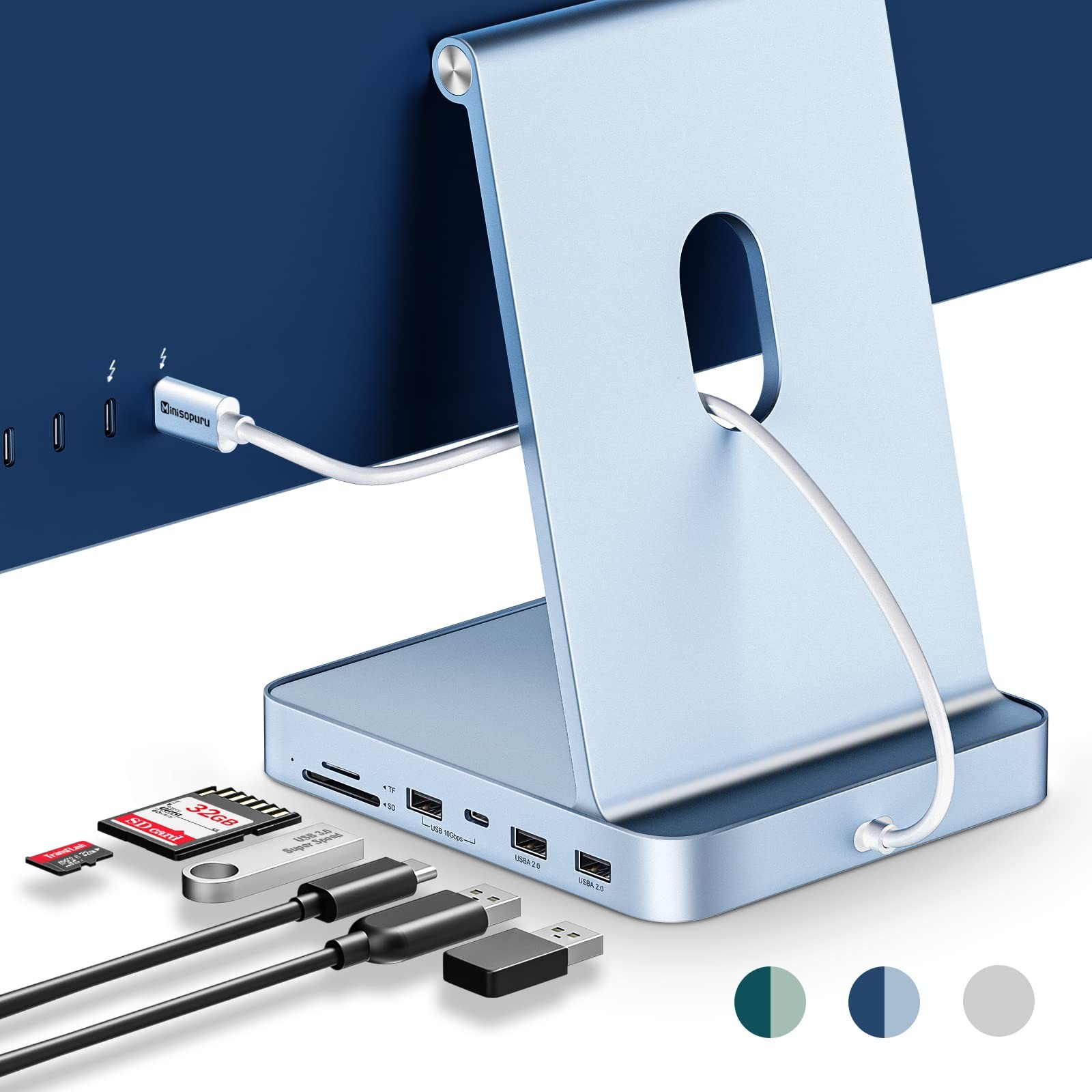 USB C Hub for iMac 24 inch 2021/2023/2024, Minisopuru i-Mac Hub Support M.2 N...