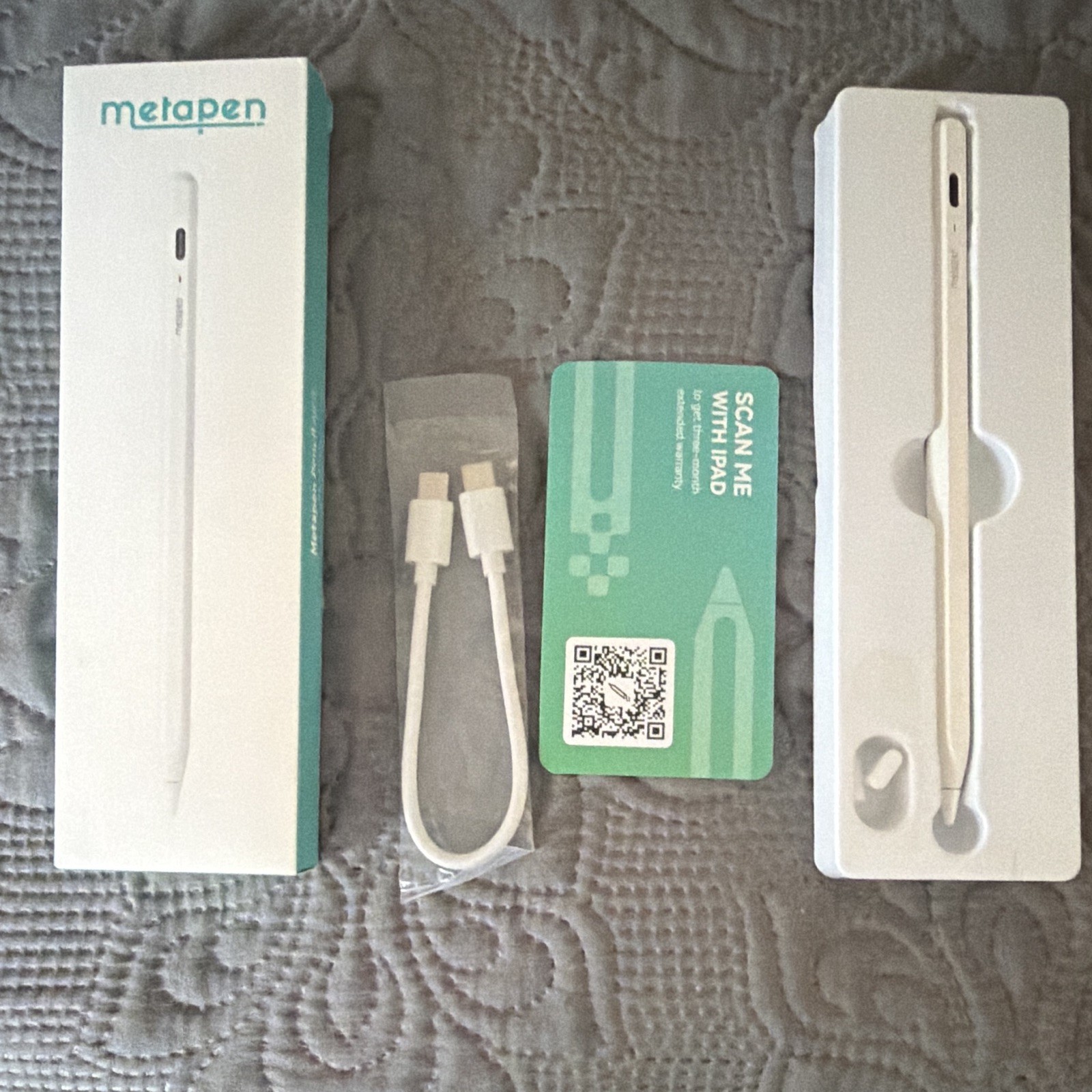 metapen Pencil Air 8 Stylus ME-APP172 White for Apple w/ Type-C Cable Tips